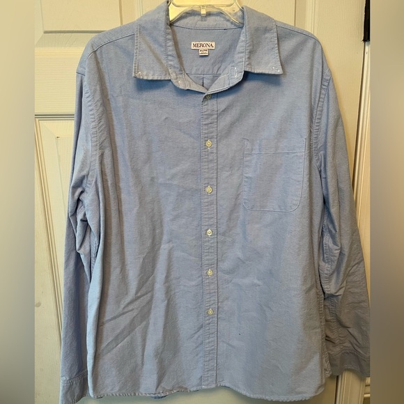 Merona‎ Men’s Long Sleeve Blue Classic Fit Button Down Shirt XL EUC - Picture 1 of 4